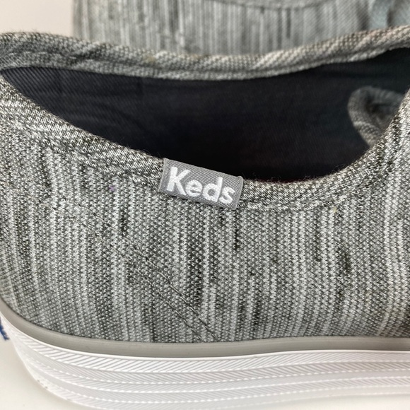 Keds Triple Kick Heathered Stripe Knit Light Grey Platform Sneakers Size 10 - Picture 14 of 16